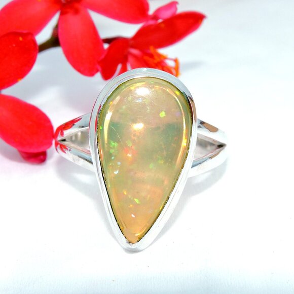 Ethiopian opal Gemstone Ring, Opal 925 Sterling Silver Ring,Handmade Design Ring - Picture 6 of 6